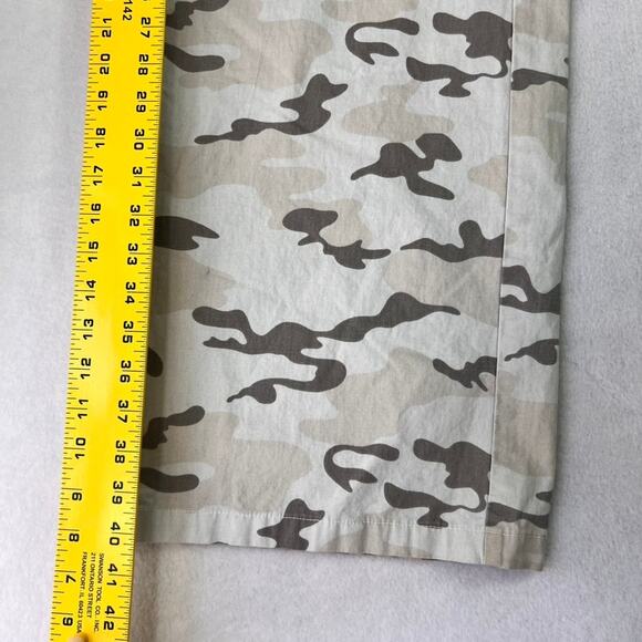 RSQ Pants Womens Cargo Mid Rise Canvas Camo Khaki Baggy Straight Wide Leg - Picture 5 of 10